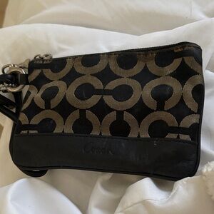 Coach Black and Brown Signature Wristlet